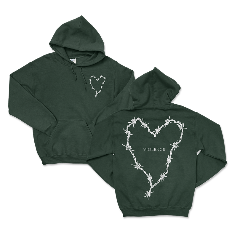Barbed Wire Heart Hoodie (Forest Green)