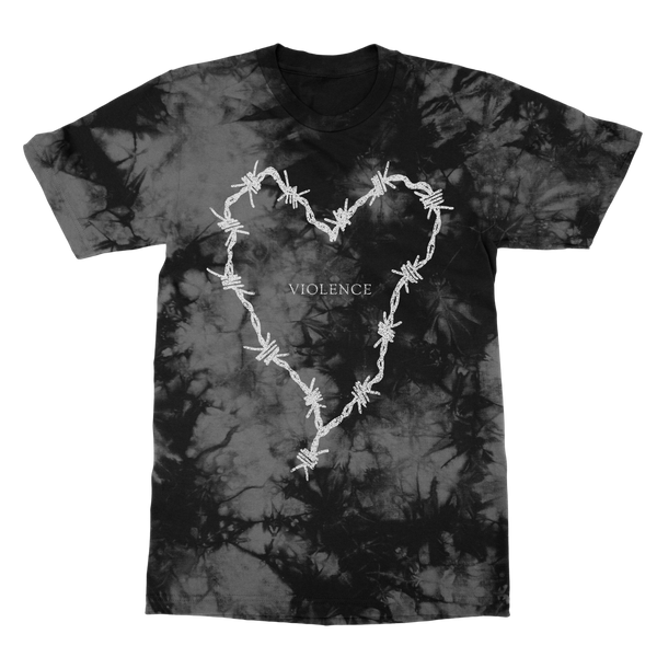 Barbed Wire Heart Black Crystal Dye T-Shirt (Limited To 100)