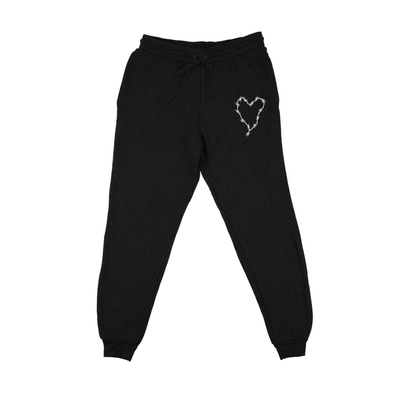 Frank Iero Barbed Wire Heart Deluxe Embroidered Cuffed Sweatpants USA 24Hundred